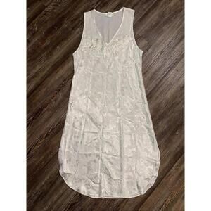 Vintage Natori Ivory Floral Lace Satin Bridal Sexy Designer NightGown Slip Dress